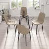 Anchorhome 5-Piece Round Glass Dining Table Set for 4, Modern Small-Space Kitchen & Dining Room Set with Tempered Glass Top and Cream Faux Leather Chairs, Black Metal Legs view 3