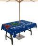 Lsrtoss Outdoor Tablecloth with Umbrella Hole & Zipper, Navy Blue Christmas Rectangle Tablecloth 52x70 Inch, Xmas Tree Winter Snowflake Patio Table Cover Waterproof Table Cloth for Picnic/Party view 1