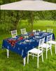 Lsrtoss Outdoor Tablecloth with Umbrella Hole & Zipper, Navy Blue Christmas Rectangle Tablecloth 52x70 Inch, Xmas Tree Winter Snowflake Patio Table Cover Waterproof Table Cloth for Picnic/Party view 4
