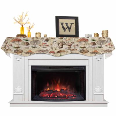 Victoroes Plants Mantle Scarf 70 x 17 Inch, Retro Plants Red Brown Mushroom Fireplace Mantel Scarf Mantle Cover Runner for Home Living Room Indoor Holiday Party Decor
