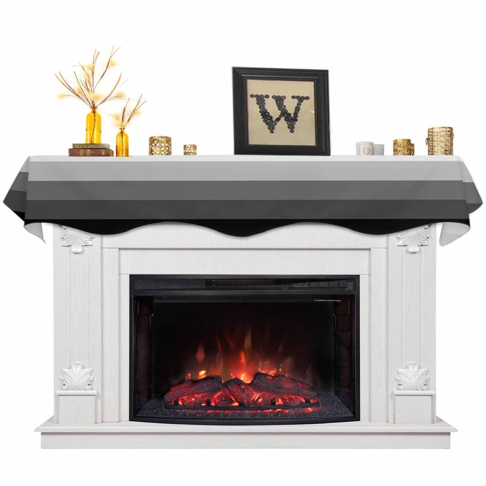 Victoroes Rustic Mantle Scarf 60 x 17 Inch, Gradient Gray Stripes Fireplace Mantel Scarf Mantle Cover Runner for Home Living Room Indoor Holiday Party Decor