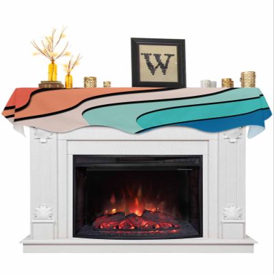Victoroes Abstract Mantle Scarf 60 x 17 Inch, Ocean Beach Colorful Sea Waves Fireplace Mantel Scarf Mantle Cover Runner for Home Living Room Indoor Holiday Party Decor