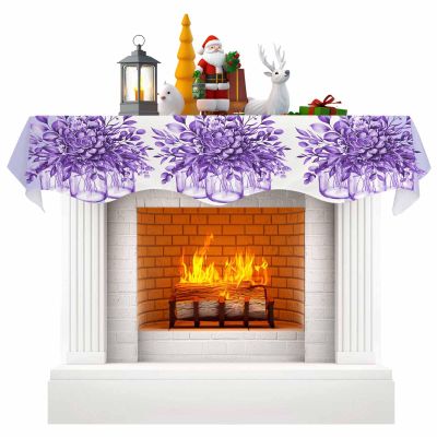 Victoroes Eucalyptus Leaf Mantle Scarf 70 x 17 Inch, Spring Summer Flowers Purple Fireplace Mantel Scarf Mantle Cover Runner for Home Living Room Indoor Holiday Party Decor