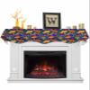 Victoroes Mushroom Mantle Scarf 70 x 17 Inch, Plants Green Leaves Purple Flowers Fireplace Mantel Scarf Mantle Cover Runner for Home Living Room Indoor Holiday Party Decor view 1
