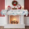 Victoroes Ocean Mantle Scarf 60 x 17 Inch, Summer Jellyfish Shell Coral Retro Blue Wood Grain Fireplace Mantel Scarf Mantle Cover Runner for Home Living Room Indoor Holiday Party Decor view 2
