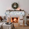 Victoroes Ocean Mantle Scarf 60 x 17 Inch, Summer Jellyfish Shell Coral Retro Blue Wood Grain Fireplace Mantel Scarf Mantle Cover Runner for Home Living Room Indoor Holiday Party Decor view 3