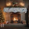 Victoroes Ocean Mantle Scarf 60 x 17 Inch, Summer Jellyfish Shell Coral Retro Blue Wood Grain Fireplace Mantel Scarf Mantle Cover Runner for Home Living Room Indoor Holiday Party Decor view 4
