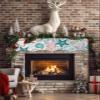 Victoroes Ocean Mantle Scarf 60 x 17 Inch, Summer Marine Life Starfish Shell Teal Green Gray Fireplace Mantel Scarf Mantle Cover Runner for Home Living Room Indoor Holiday Party Decor view 2