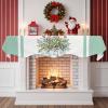 Victoroes Eucalyptus Leaf Mantle Scarf 90 x 17 Inch, Spring Summer Leaves Flowers Sage Green Fireplace Mantel Scarf Mantle Cover Runner for Home Living Room Indoor Holiday Party Decor view 2
