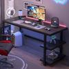 FOLUBAN Home Office Desk, Modern Computer Desk with Storage Shelf, Wood Study Writing Gaming Table for Bedroom Living Room, Industrial Dark Gray, 53 Inch view 3