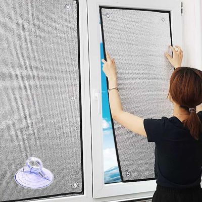 Sun Blocker Reflective Window Film,8mm Double Side Aluminium Foil Insulation Film,Full Blackout Privacy Window Tint Film,Sunroom Skylight Anti Uv Window Sticker,Customizable,WH-60*120cm(24*47in)