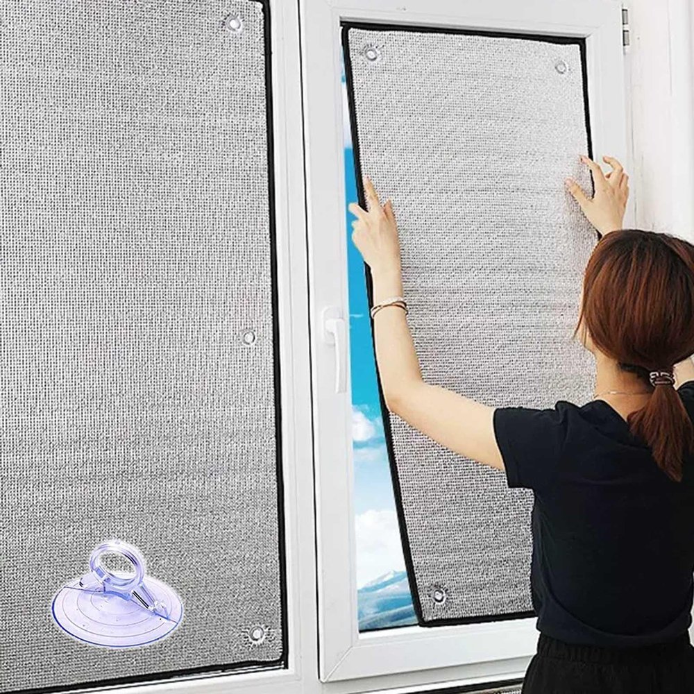 Sun Blocker Reflective Window Film,8mm Double Side Aluminium Foil Insulation Film,Full Blackout Privacy Window Tint Film,Sunroom Skylight Anti Uv Window Sticker,Customizable,WH-60*120cm(24*47in)