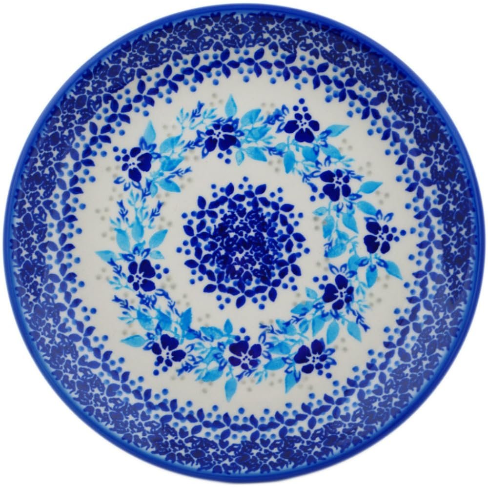 Polmedia Polish Pottery Dessert Plate UNIKAT - Garden Party Pattern Handmade in Boleslawiec Poland by Ceramika Dalia + Certificate of Authenticity
