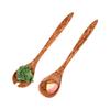 Restaurantware Utensil Set, 9.5 Inch Pack of 2 Handmade Coconut Spoons for Serving, Wooden Serving Spoon Greaseproof with Lacquered Finish for Appetizers, Desserts, Buffet view 2