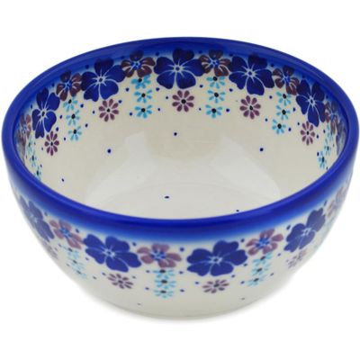 Polmedia Polish Pottery Bowl 5-inch - The Floral Wish Pattern Handmade in Boleslawiec Poland by Ceramika Dalia + Certificate of Authenticity