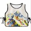 Abstract Mountains Cobbler Aprons with 2 Pockets for Women Men, Fashionable Printed Unisex Bib Waterproof Cleaning Smock Vest for Chef Kitchen 1 Pack, 20''x 31.5'' Yellow Green Navy Blue Painting Art view 1