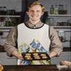 Abstract Mountains Cobbler Aprons with 2 Pockets for Women Men, Fashionable Printed Unisex Bib Waterproof Cleaning Smock Vest for Chef Kitchen 1 Pack, 20''x 31.5'' Yellow Green Navy Blue Painting Art view 2