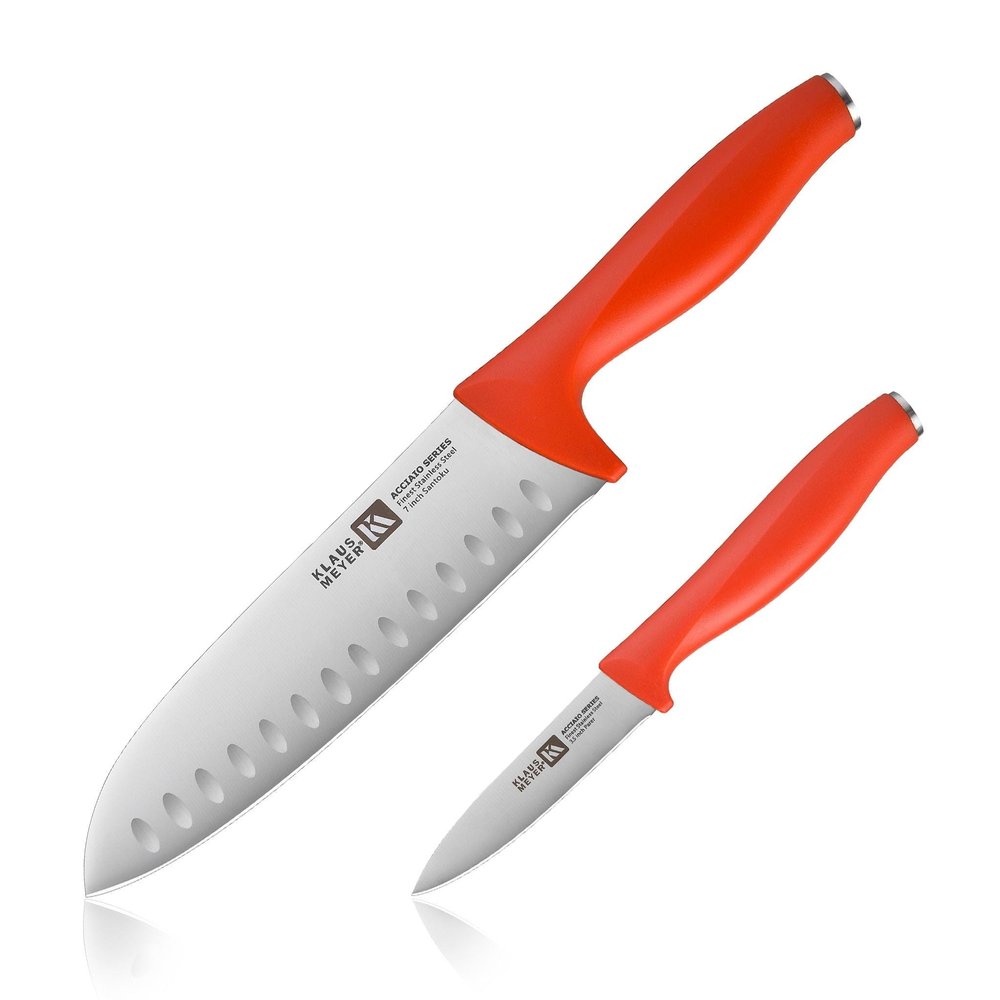 Klaus Meyer Acciaio High Carbon Stainless Steel 2 Piece Knife Set (Red)