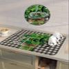 Huotupsine St. Patrick's Day Dish Drying Mats for Kitchen Counter/Sink, Absorbent Bottle Drying Mat, Green Lucky Clovers Black Plaid Rustic Dish Drainer Mat Non-Slip Coffee Mat Dish Drying Pad 12"x16" view 4