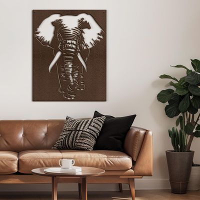 SIGNLEADER Metal Wall Art Decor Elephant Minimalist Modern Abstract Wall Sculpture Hangings Home Decoration for Living Room, Bedroom, Bathroom, Kitchen, Outdoor - 36" Bronze