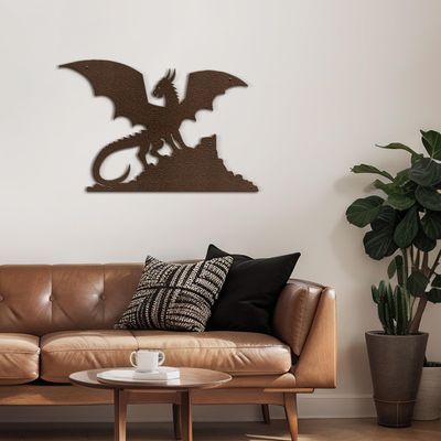 SIGNLEADER Metal Wall Art Decor Flying Dragon Minimalist Modern Abstract Wall Sculpture Hangings Home Decoration for Living Room, Bedroom, Bathroom, Kitchen, Outdoor - 36" Bronze