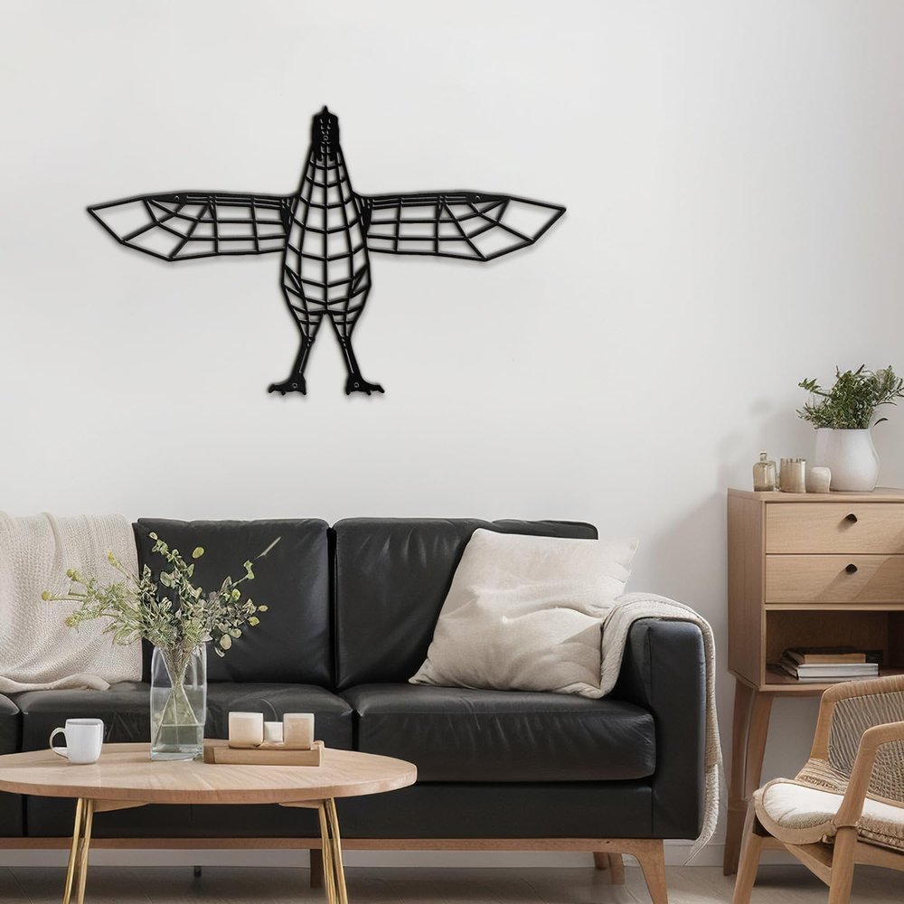 SIGNLEADER Metal Wall Art Decor Flying Bird Minimalist Modern Abstract Wall Sculpture Hangings Home Decoration for Living Room, Bedroom, Bathroom, Kitchen, Outdoor - 24" Black