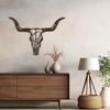 SIGNLEADER Metal Wall Art Decor Bull Head Minimalist Modern Abstract Wall Sculpture Hangings Home Decoration for Living Room, Bedroom, Bathroom, Kitchen, Outdoor - 24" Bronze view 3