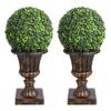 CABIHOME 2 PCS 12 Artificial Plant Topiary Ball with Pot, Faux Boxwood Balls with LED, Topiary Balls Artificial Outdoor Set of 2 for Backyard, Balcony, Garden, Wedding, and Home Dcor view 1