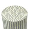 Bone Inlay Stripe Design Round End Table White, Bone Inlay Stripe Design Side TableWhite, Bone Inlay Stool. (46X36X36 inches, Grey) view 1