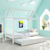 Adigyco Solid Wood Twin House Bed Frame with Twin Size Trundle for White Color, No Box Spring Needed view 1