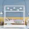 Adigyco Solid Wood Twin House Bed Frame with Twin Size Trundle for White Color, No Box Spring Needed view 4