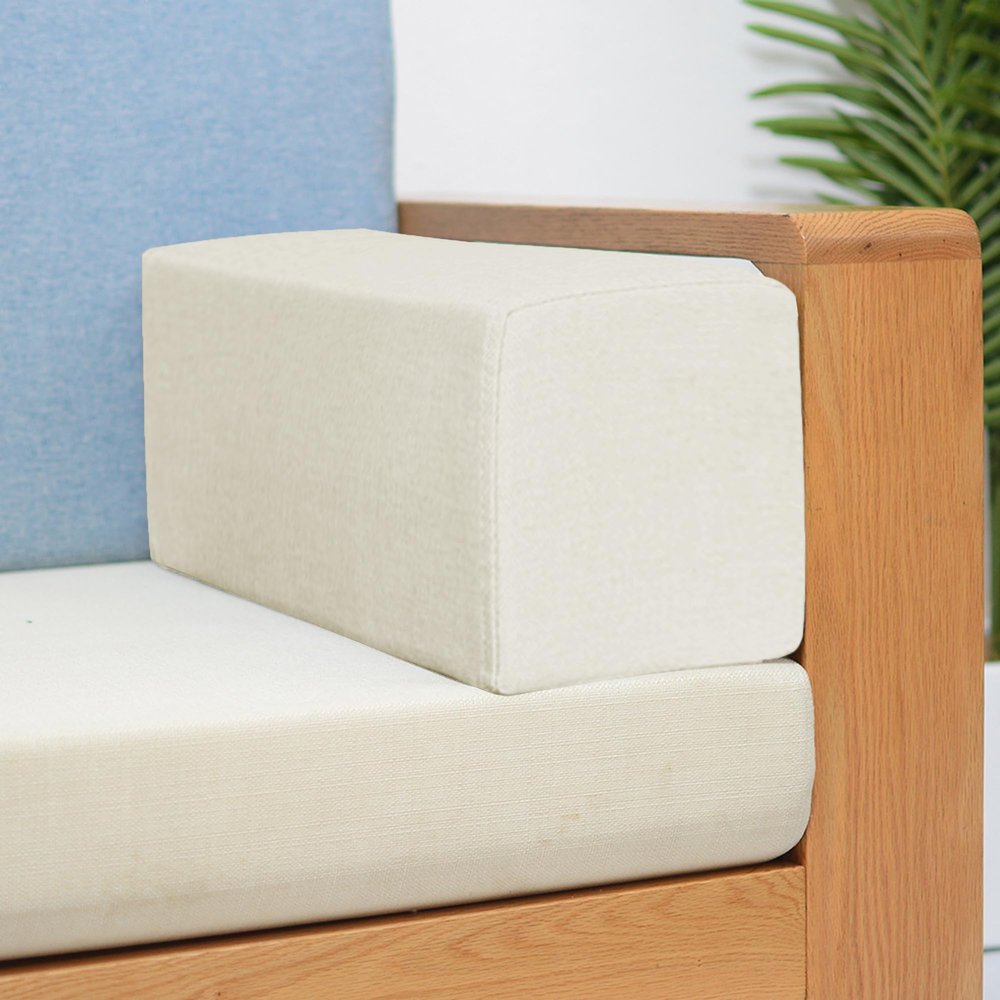 XIEMINLE Sofa Arm Support Bolster, Custom Armrest Pillow Neck Support Bolster with Zipper, Soft Armrest Padded Cushion Headboard Pillow, Mattress Gap Pad Bed Gap Filler (50x15x15cm,Beige)