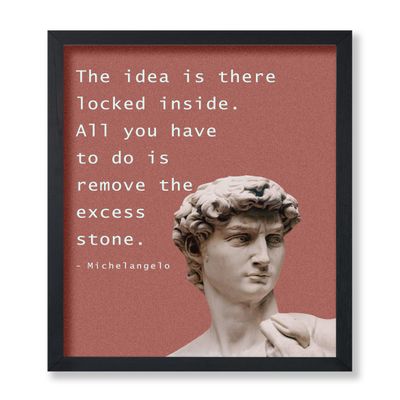 Poster Master The Idea Is There Poster - Michelangelo Print - Motivational Quotes Art - Encouragement Art - Gift for Men & Women - Inspiring Decor for Living Room or Office, 24x32 Unframed Wall Art