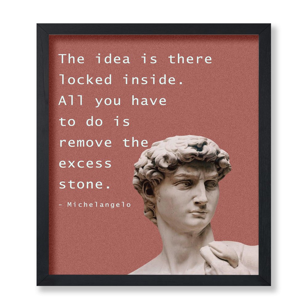 Poster Master The Idea Is There Poster - Michelangelo Print - Motivational Quotes Art - Encouragement Art - Gift for Men & Women - Inspiring Decor for Living Room or Office, 24x32 Unframed Wall Art