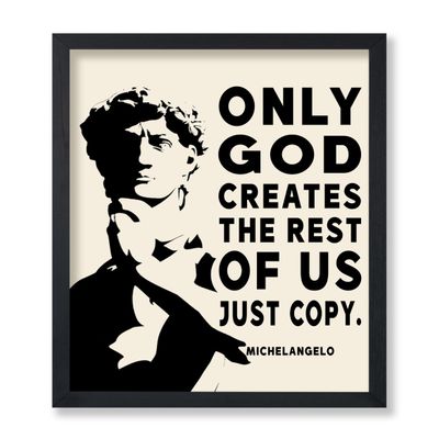 Poster Master Only God Creates Poster - Michelangelo Print - Motivational Art - Christian Quote Art - Gift for Men & Women - Religious Decor for Living Room, Office or Chapel, 24x32 Unframed Wall Art
