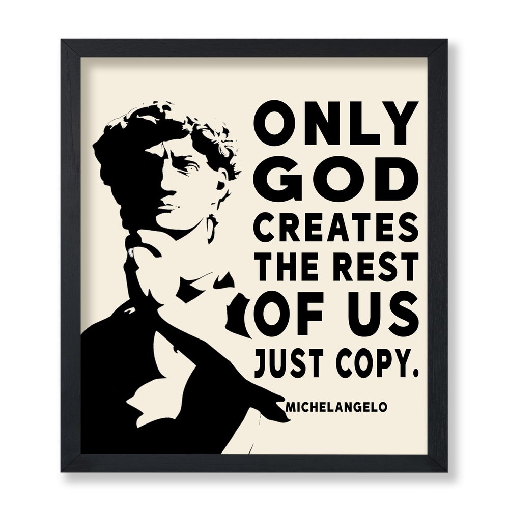 Poster Master Only God Creates Poster - Michelangelo Print - Motivational Art - Christian Quote Art - Gift for Men & Women - Religious Decor for Living Room, Office or Chapel, 24x32 Unframed Wall Art