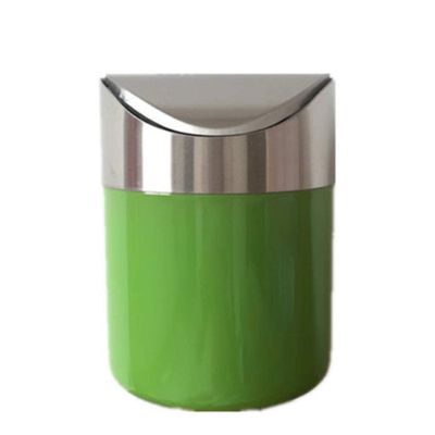 LWLYLCHBM Litter Bins Mini Desktop Litter Bins Trumpet Desktops Creative Covered Kitchen Living Room Trash Can Rolling Cover Type Desktop Trash Can-Green