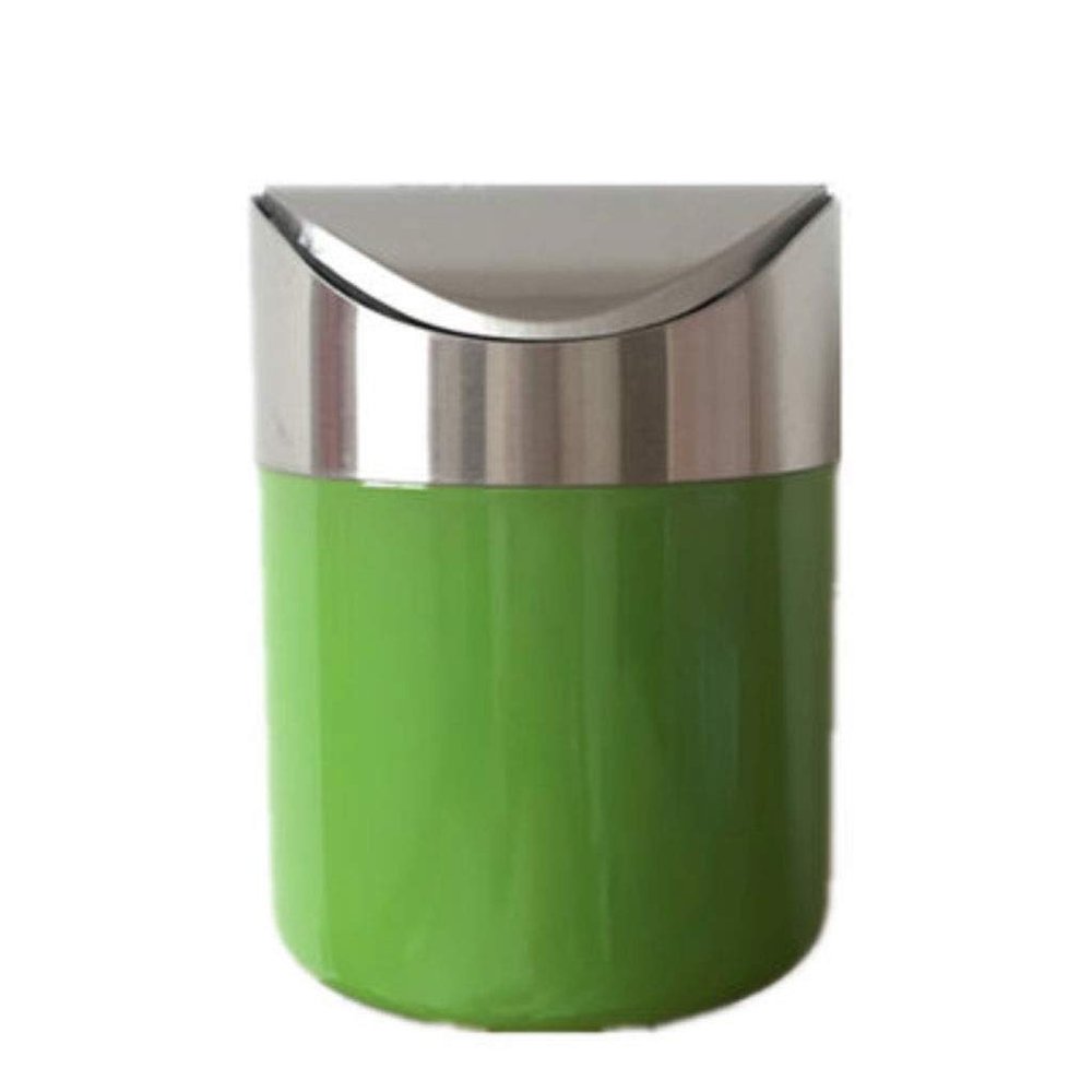 LWLYLCHBM Litter Bins Mini Desktop Litter Bins Trumpet Desktops Creative Covered Kitchen Living Room Trash Can Rolling Cover Type Desktop Trash Can-Green
