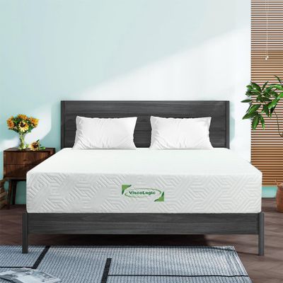 Viscologic 12 inch Queen Luxurious Gel Infused Cool Sleep Supportive Hypoallergenic Reversible Foam Mattress, Bed Types and All Ages, CertiPUR-US Certified Foam Fiberglass Free