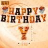 GOTPASS Basketball Happy Birthday Banner Basketball Theme Birthday Party Decoration Kids Teenagers Boys Men Birthday Party Bunting Sign, Orange view 2