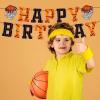 GOTPASS Basketball Happy Birthday Banner Basketball Theme Birthday Party Decoration Kids Teenagers Boys Men Birthday Party Bunting Sign, Orange view 3