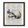 Poster Master Butterfly on Skull Print - Dictionary Poster - Skeleton Art - Halloween Wall Design - Gift for Men, Women, Lovers - Gothic Decor for Bedroom - 24x32 Unframed Wall Art view 1