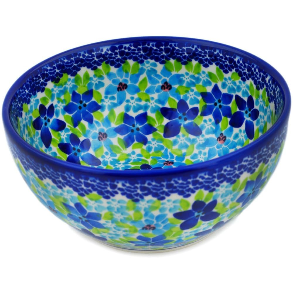 Polmedia Polish Pottery Bowl 6-inch UNIKAT - Abundant Bunch Pattern Handmade in Boleslawiec Poland by Ceramika Dalia + Certificate of Authenticity