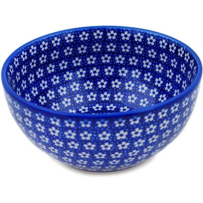 Polmedia Polish Pottery Bowl 6-inch - Azul Garden Pattern Handmade in Boleslawiec Poland by Ceramika Dalia + Certificate of Authenticity