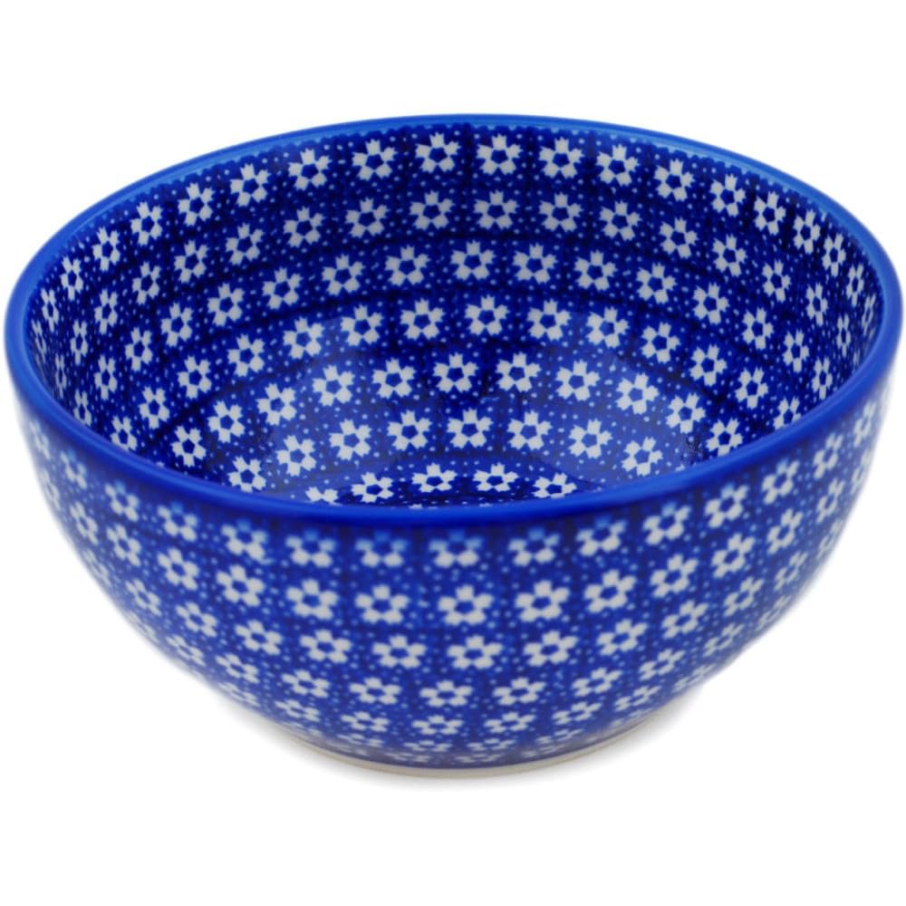 Polmedia Polish Pottery Bowl 6-inch - Azul Garden Pattern Handmade in Boleslawiec Poland by Ceramika Dalia + Certificate of Authenticity