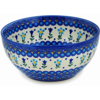 Polmedia Polish Pottery Bowl 6-inch UNIKAT - Spring's Baby Blooms Pattern Handmade in Boleslawiec Poland by Ceramika Dalia + Certificate of Authenticity