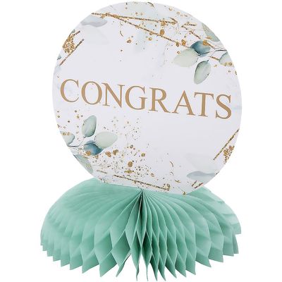 Fun Express Eucalyptus Congrats Honeycomb Centerpieces - 3 Pieces