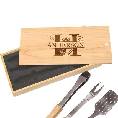 Elegant Custom Engraving BBQ Grill Set - Distinctive Name Monograms Crafted for You, Perfect for Gifting