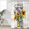 Double Love Sunflower Bottle Bathroom Curtain 78 Inch Shower Curtain with Hooks, Waterproof Polyester Bath Curtain Washable Bathtub Curtain 72''x 78'' Spring Floral Botanical Watercolor White view 1
