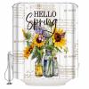 Double Love Sunflower Bottle Bathroom Curtain 78 Inch Shower Curtain with Hooks, Waterproof Polyester Bath Curtain Washable Bathtub Curtain 72''x 78'' Spring Floral Botanical Watercolor White view 3